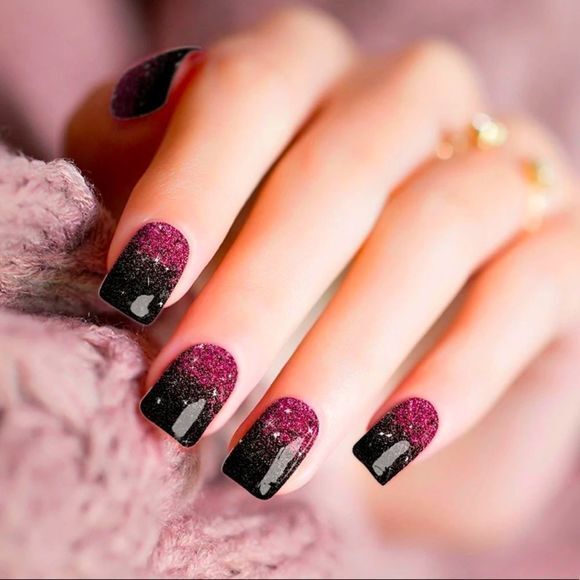 Colour Flash, “Fuchsia Ombré“ glitter fuchsia to black ombré design. - Picture 1 of 10